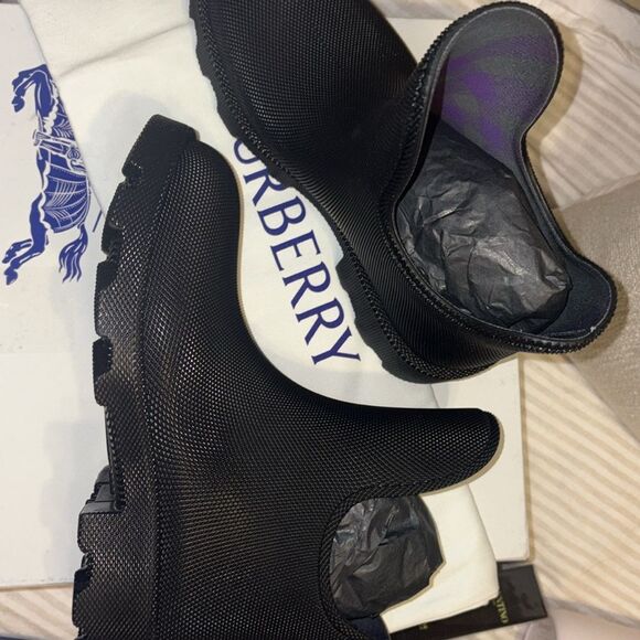 Burberry Marsh Rubber Short Rain Boots Women's NEW IN BOX 8 Black Slip On $820 - Picture 4 of 9